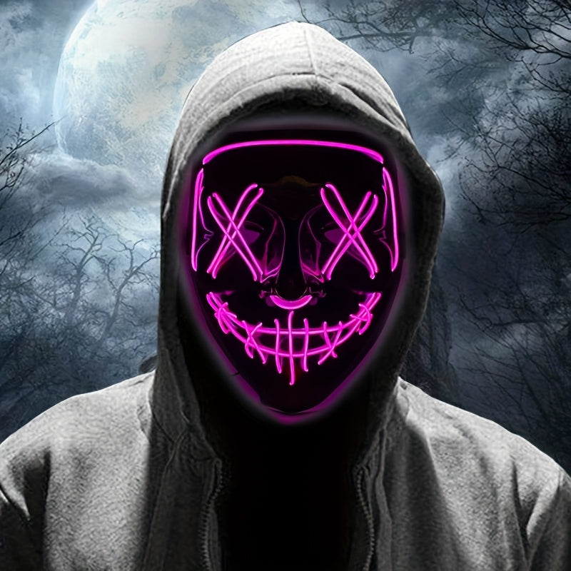 Máscara de Halloween LED aterradora para hombre | Disfraz anónimo iluminado