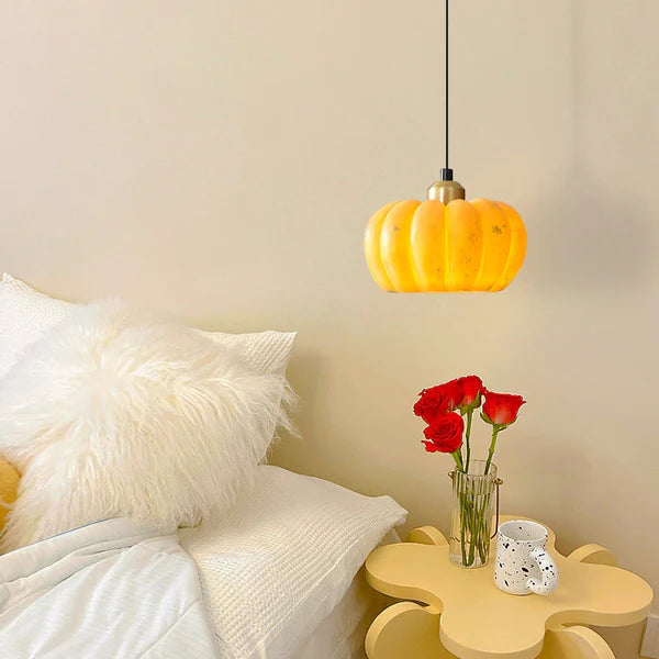 Sustainable Resin Pumpkin Pendant Light – Eco-Friendly Decorative Lighting for a Warm, Autumnal Ambience in Your Home