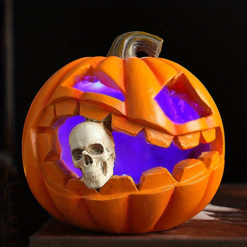 Decoración de Halloween de Calabaza Jack O'Lantern Realista y Espeluznante | Accesorio de Calavera
