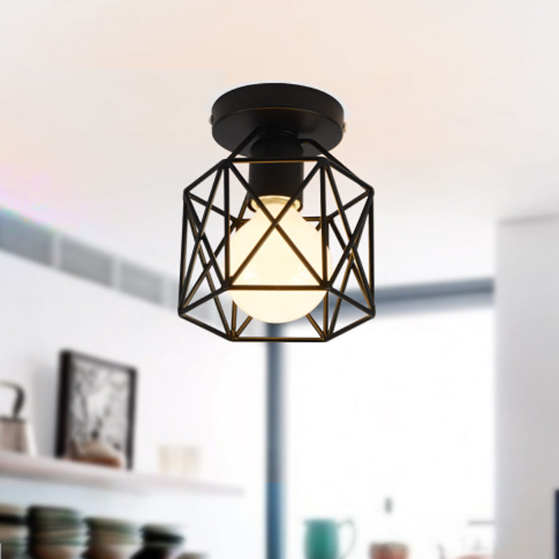 Industrial Iron Art Black Ceiling Light for Hallways - Stylish and Durable Lighting Solution for Modern Interiors