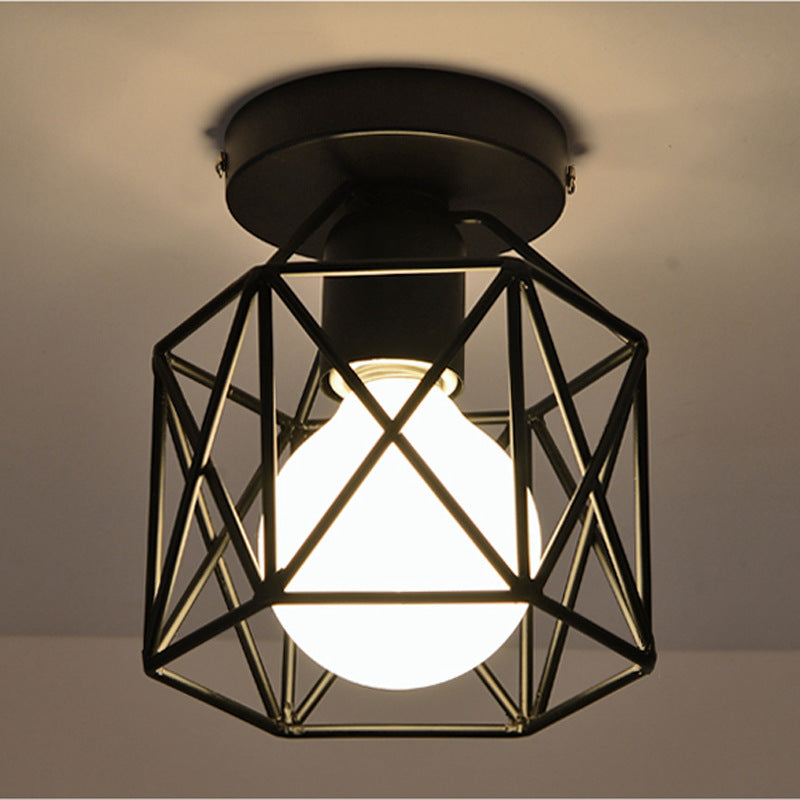 Industrial Iron Art Black Ceiling Light for Hallways - Stylish and Durable Lighting Solution for Modern Interiors