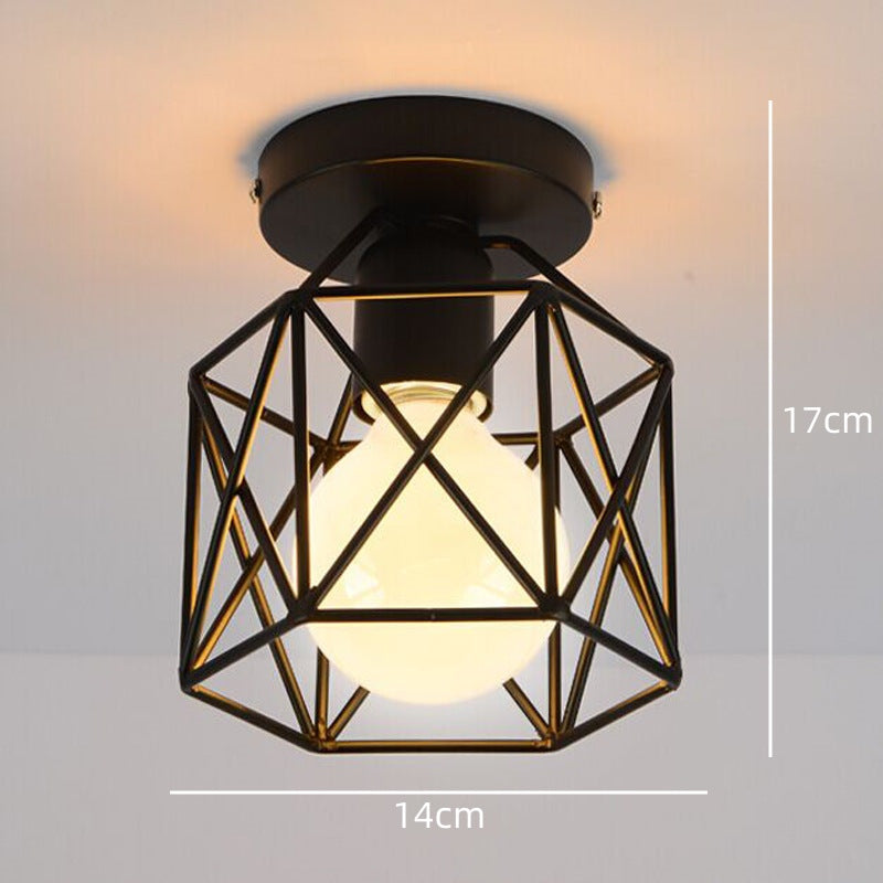 Industrial Iron Art Black Ceiling Light for Hallways - Stylish and Durable Lighting Solution for Modern Interiors