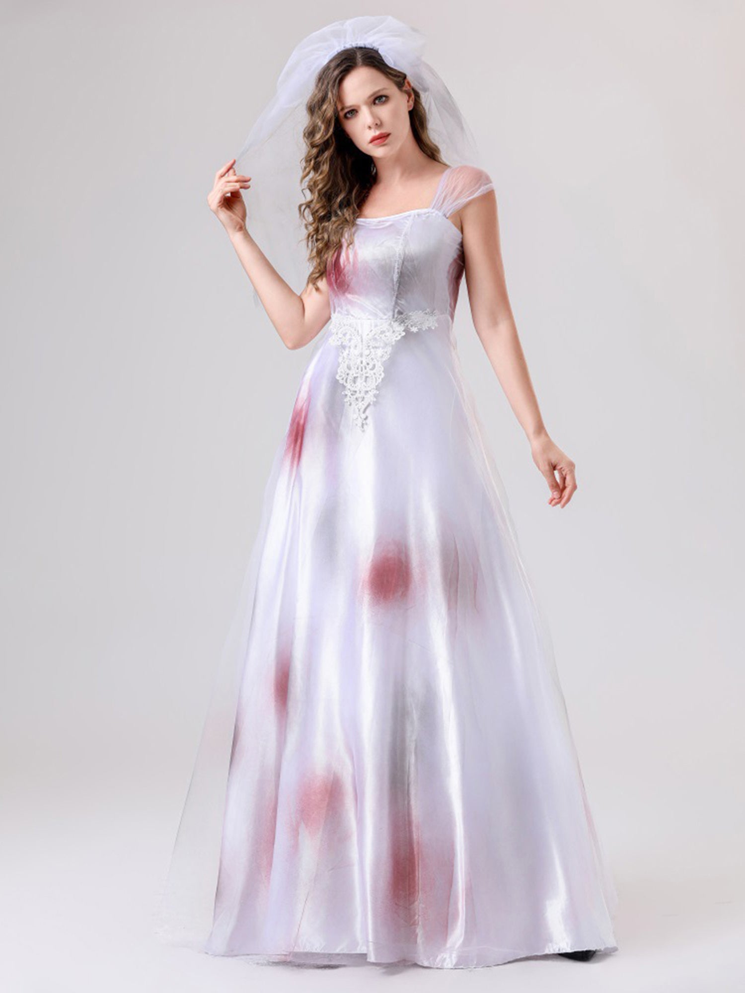 Costume da donna spaventoso e insanguinato da sposa cadavere per Halloween | Abito lungo