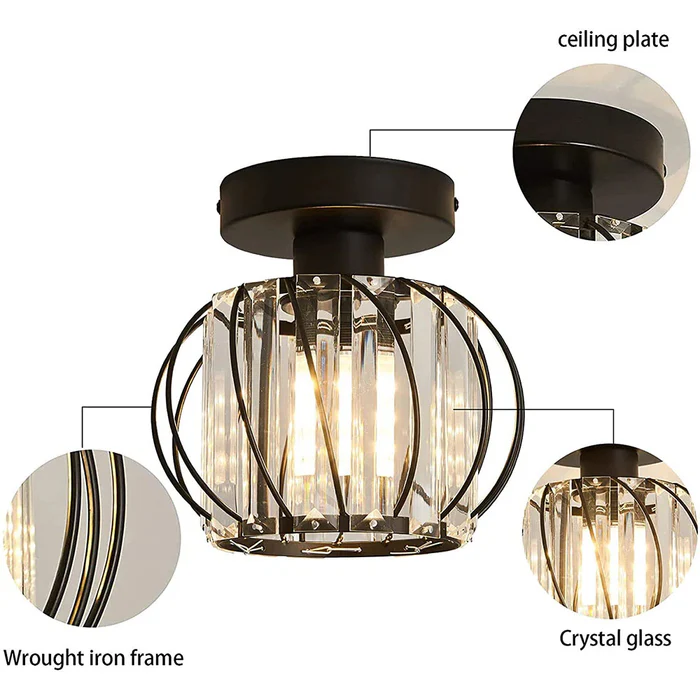 Pendant Light Black Glass Globe Ceiling Fixture