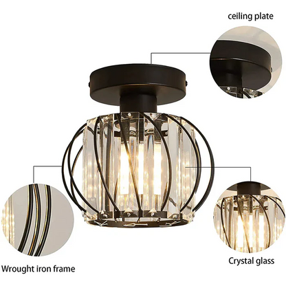 Pendant Light Black Glass Globe Ceiling Fixture