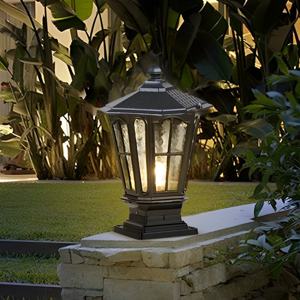 Lumière de poteau de jardin noire LED solaire extérieure