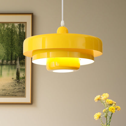 Lampa wisząca w stylu mid-century pomarańczowa metalowa oprawa