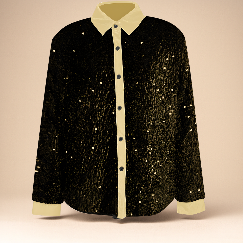 Women's Sequin Sparkly Long Sleeve Party Blouse Elegant Top