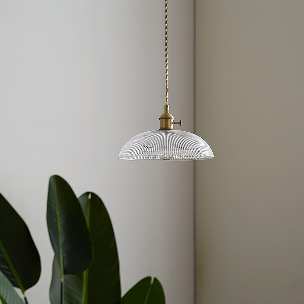 Pendant Light with Ribbed Glass Shade