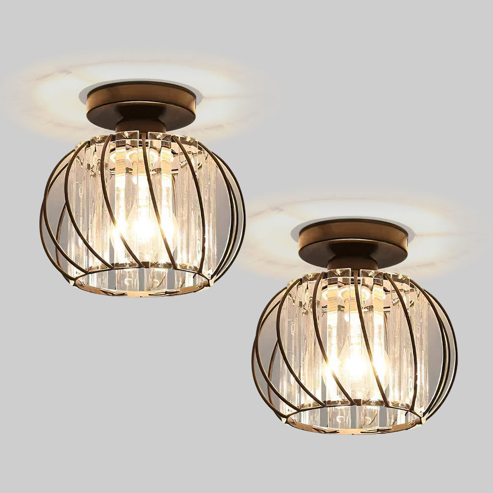 Set of 2 Elegant Glass Ceiling Lights for Hallway - Stylish Luxury Illumination for Home Décor