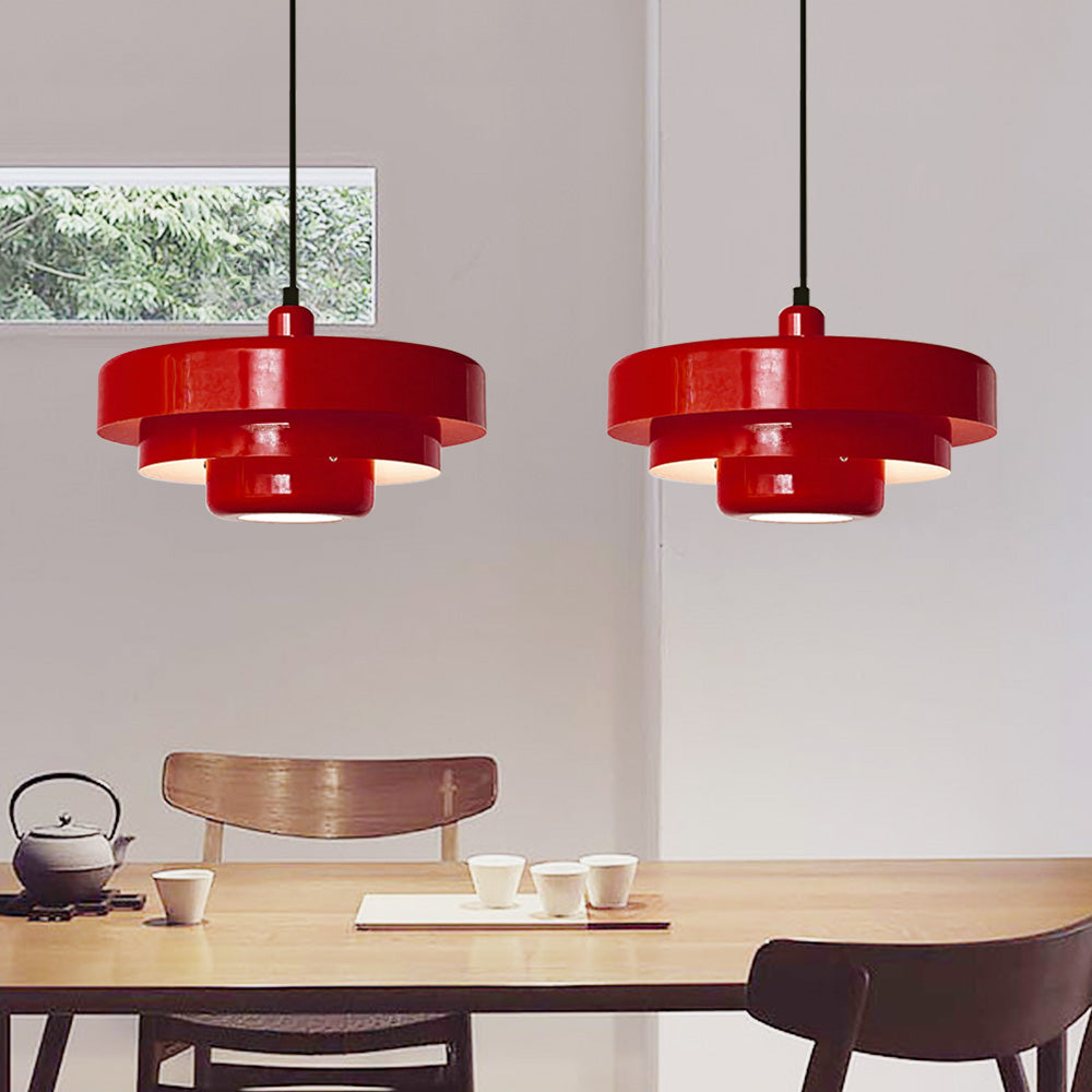 Lampa wisząca w stylu mid-century pomarańczowa metalowa oprawa