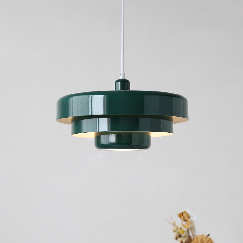 Lampa wisząca w stylu mid-century pomarańczowa metalowa oprawa