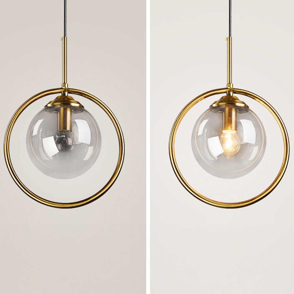 Glass Pendant Light with Gold Frame Finish