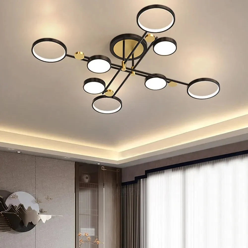 Contemporary LED Ceiling Light for Living Room - Modern Rings Design for Stylish Illumination and Ambience