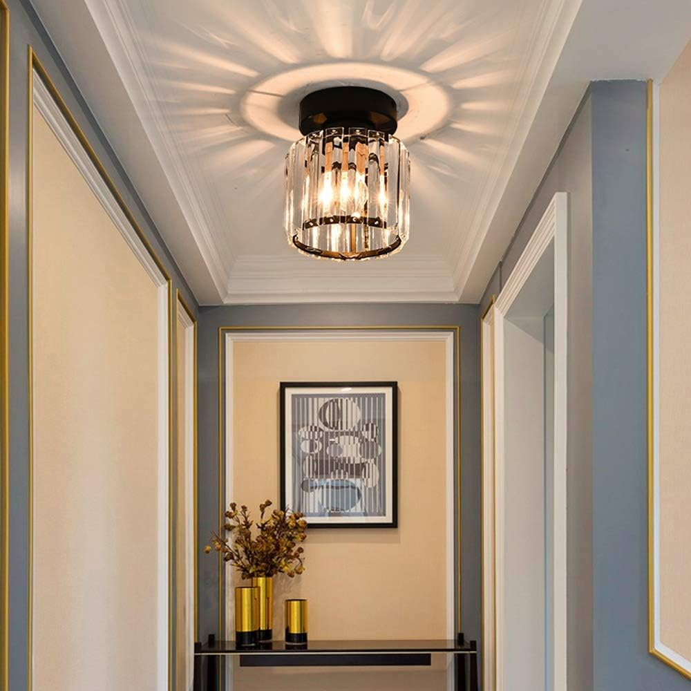 Elegant Crystal Circle Flush Mount Ceiling Light for Hallway - Stunning Illumination and Modern Design for Your Home