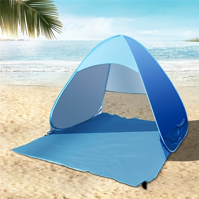 Tienda de playa con dosel de sombra y bolsa de transporte