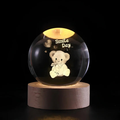LED Night Light with 3D Crystal Sphere