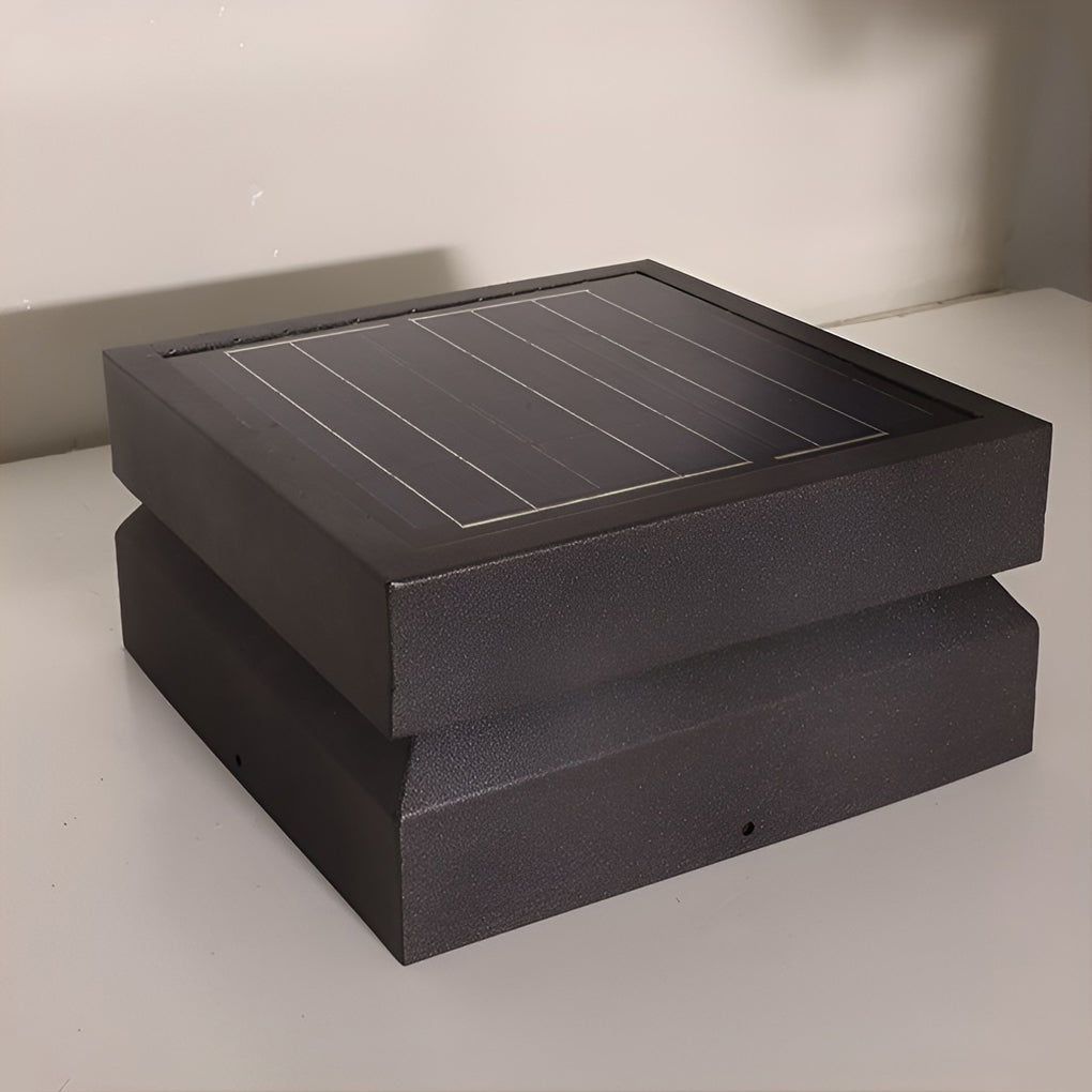 Farola LED solar para exteriores negra moderna