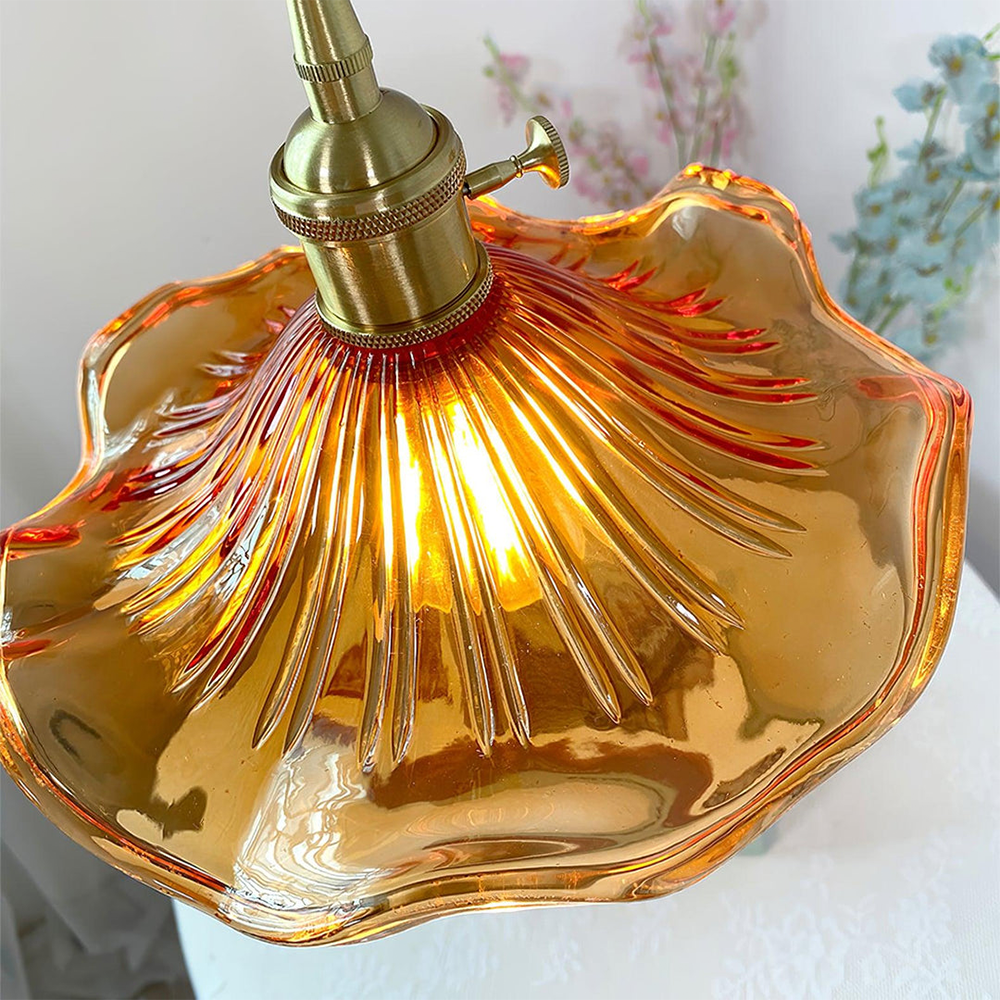 Elegant Hibiscus Flower Glass Pendant Light Fixture for Chic Home Décor and Ambient Illumination