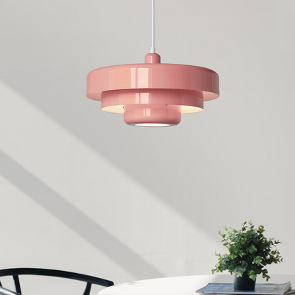 Lampa wisząca w stylu mid-century pomarańczowa metalowa oprawa