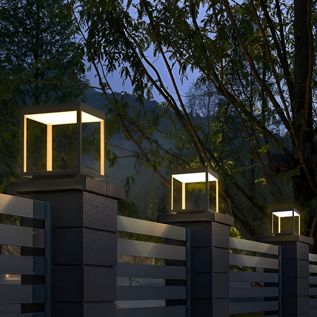 Farola solar para exteriores moderna con marco negro
