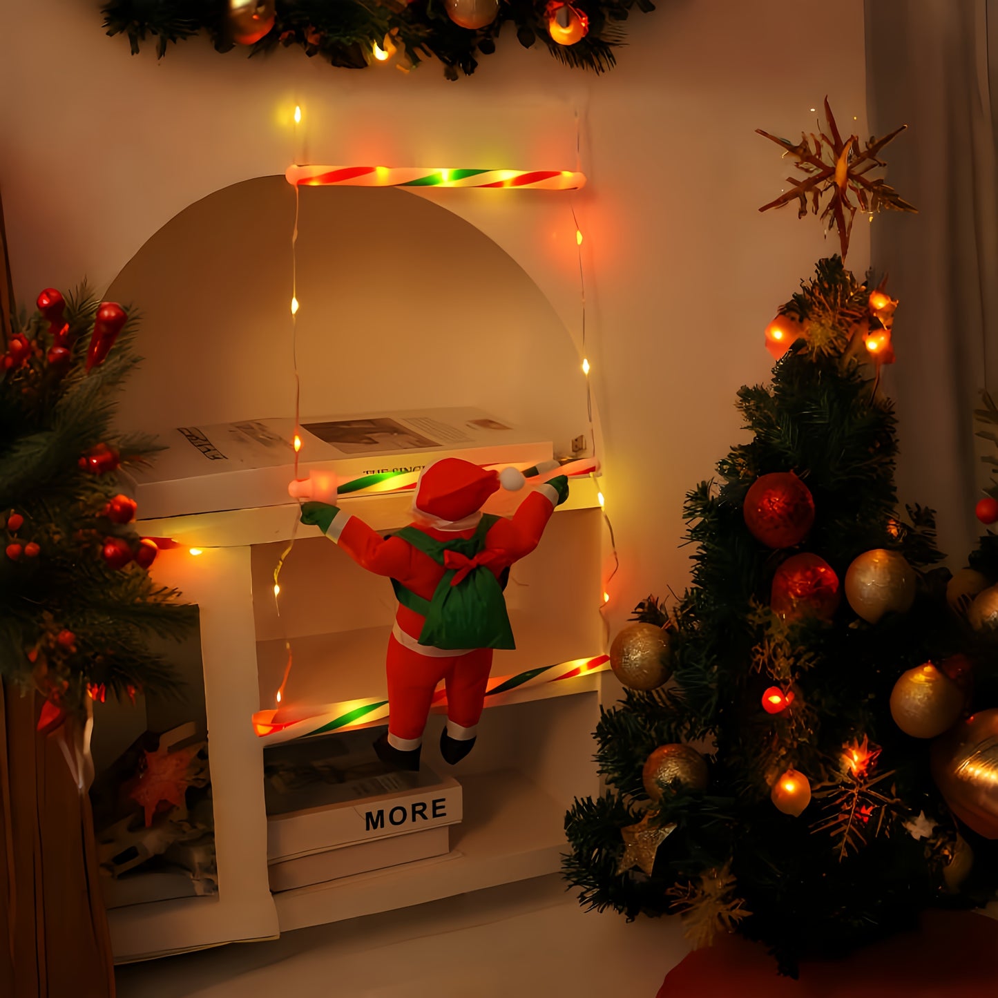 Guirlandes de Noël Échelle du Père Noël en Escalade Décorative
