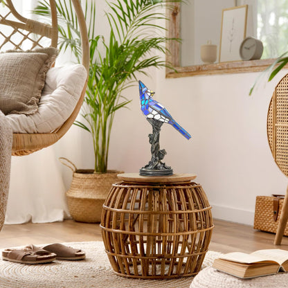 Stained Glass Bird Table Lamp Bronze Base