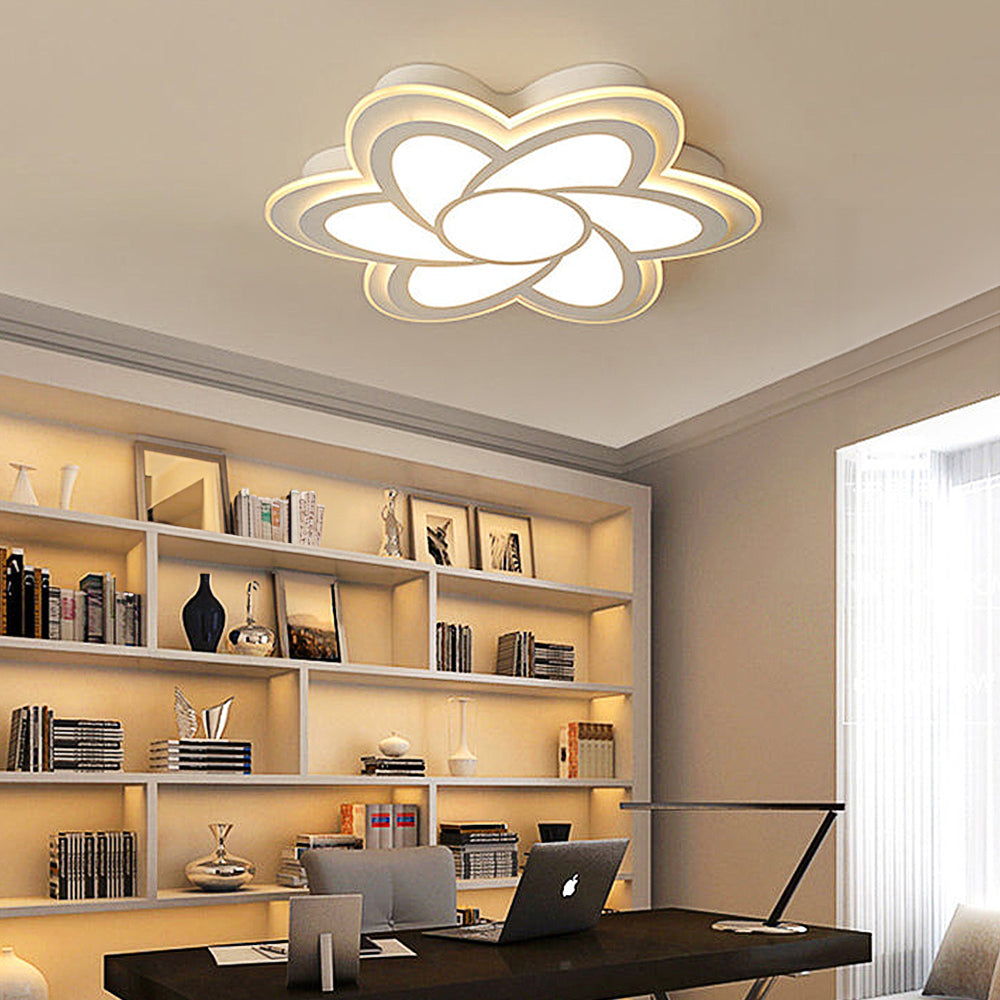 Elegant Minimalist White Acrylic Flower LED Ceiling Light for Modern Home Décor and Ambient Illumination