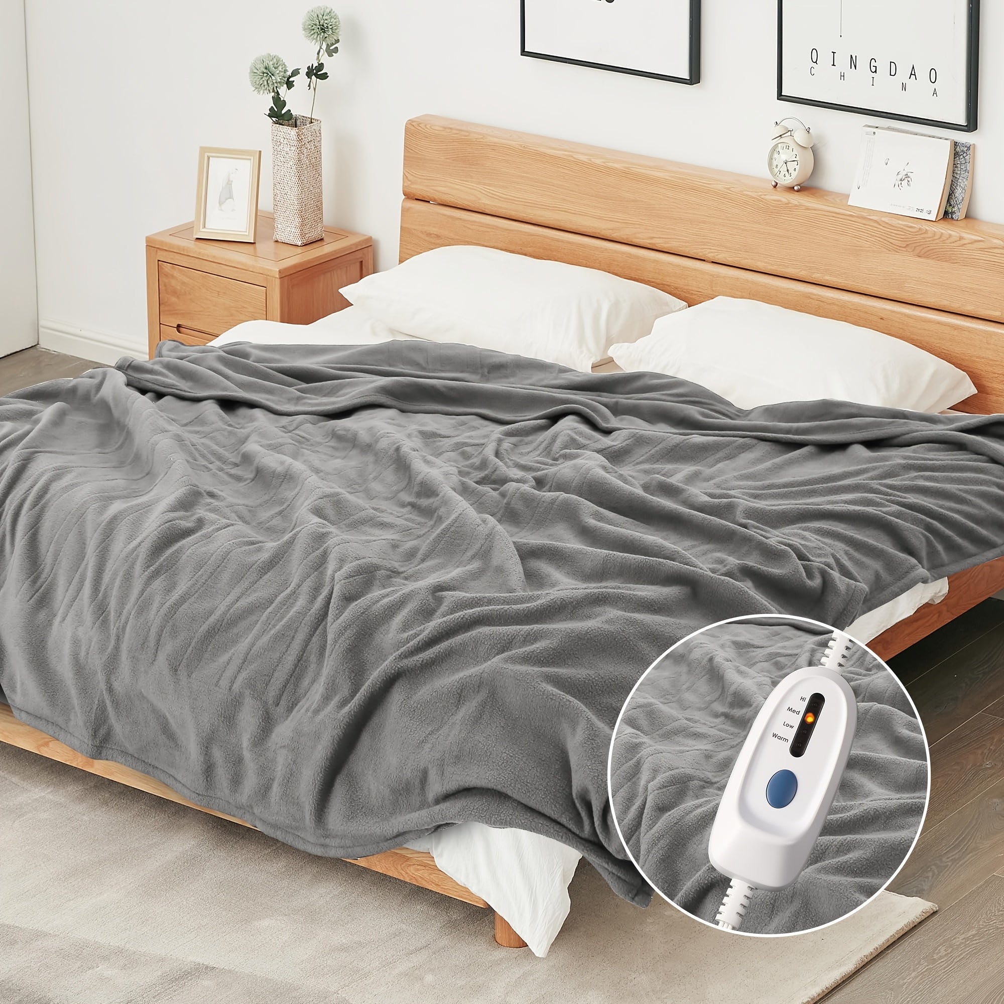 Manta eléctrica de forro polar con calefacción acolchada para cama