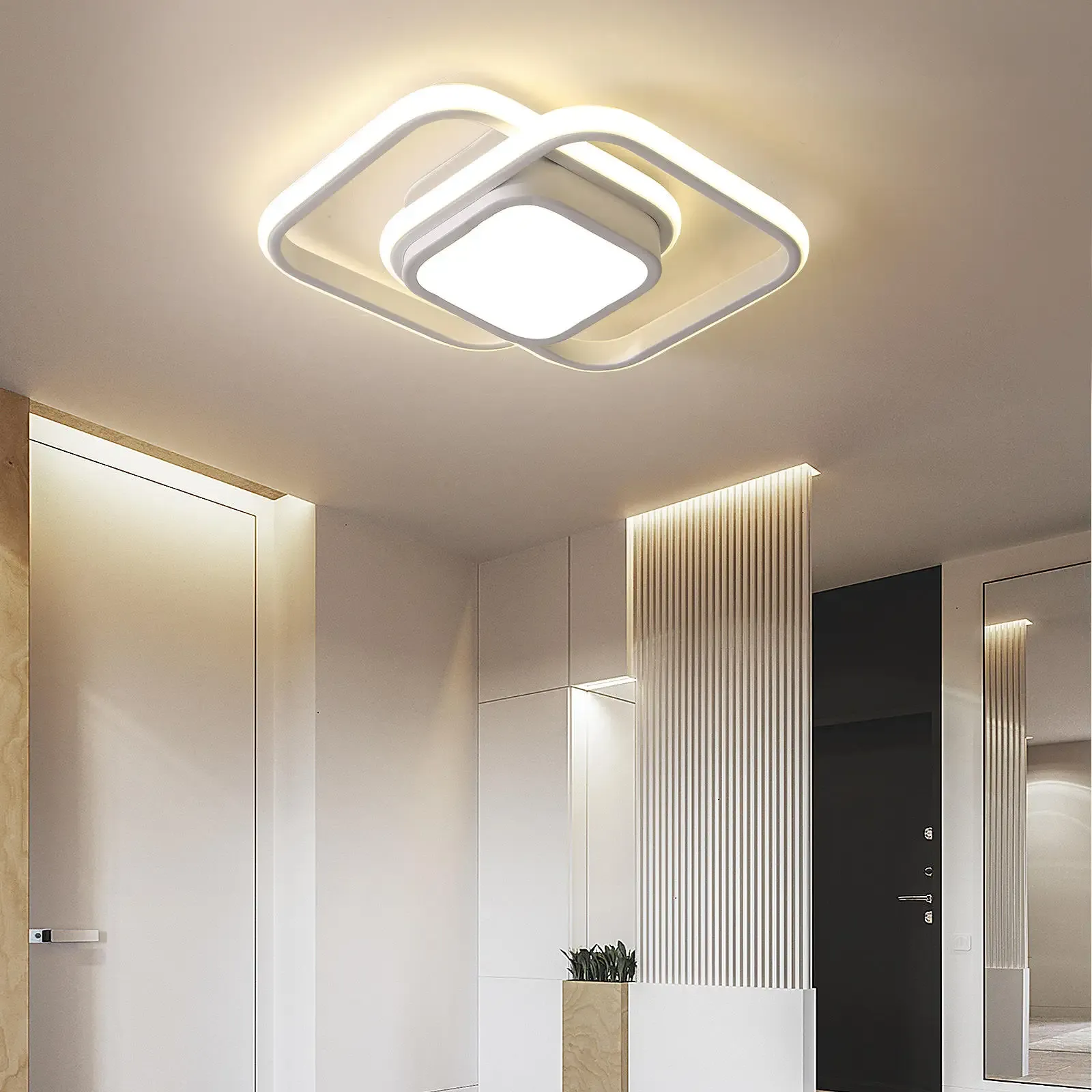 Sleek Minimalist Double Ring LED Ceiling Light Fixture for Modern Home Interiors and Contemporary Spaces