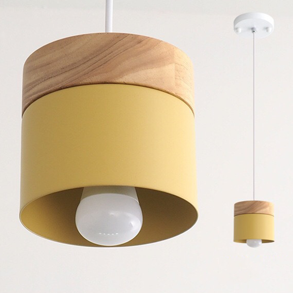 Nordic Wood Cylindrical Pendant Light – Stylish Scandinavian Hanging Lamp for Modern Home Décor and Ambient Lighting