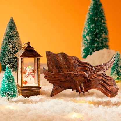 Art mural en bois drapeau américain Aigle sculpté à la main Décoration patriotique