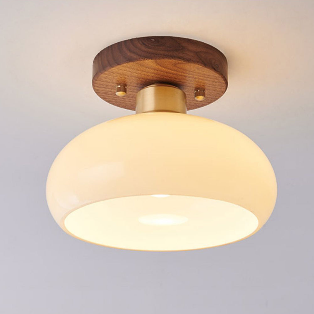 Elegant Round Glass Ceiling Light Fixture for Hallways
