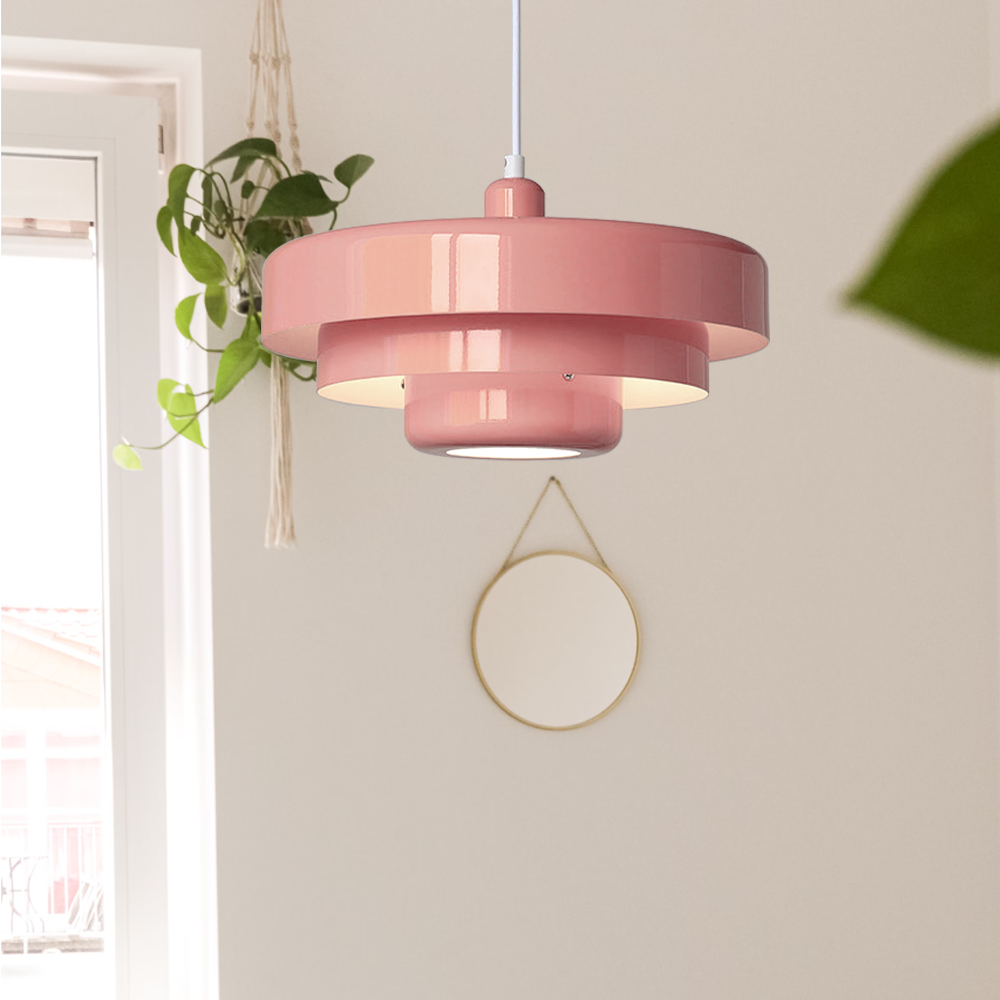 Lampa wisząca w stylu mid-century pomarańczowa metalowa oprawa