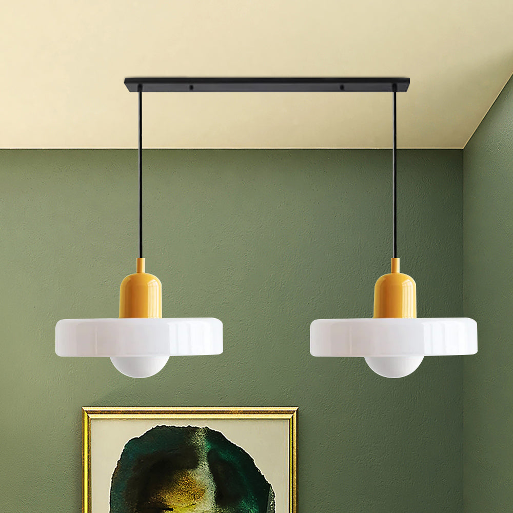 Contemporary Bauhaus Stained Glass Pendant Light with Dual Heads for Stylish Home Illumination