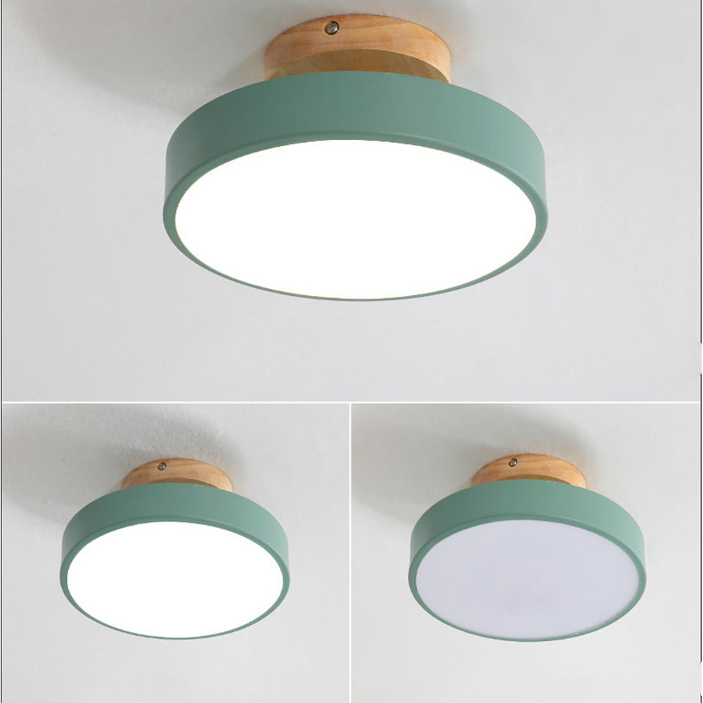 LED Ceiling Light Wooden Flush Mount Fixture
