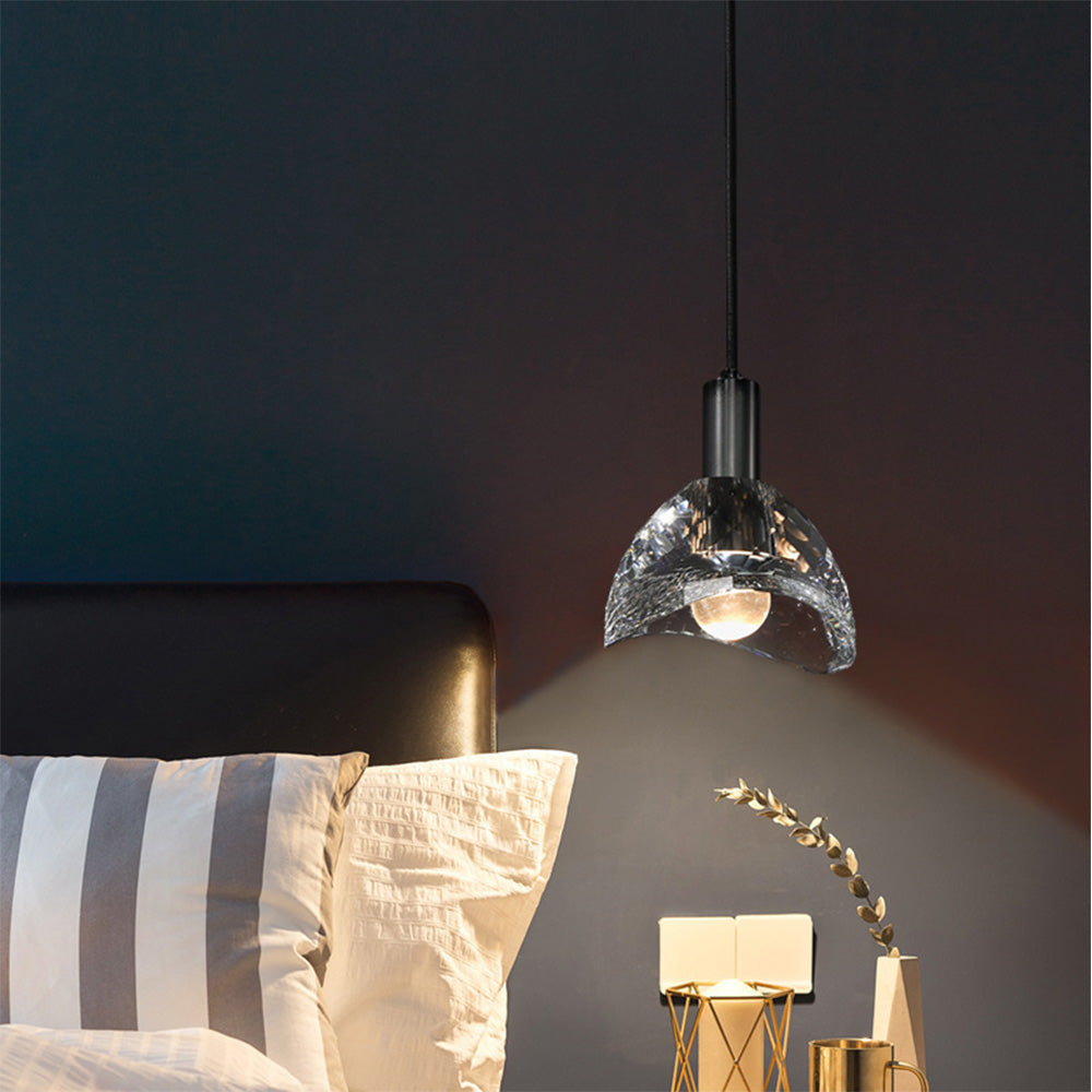 Modern Irregular Black Crystal LED Pendant Light Fixture for Stylish Home Décor and Elegant Illumination