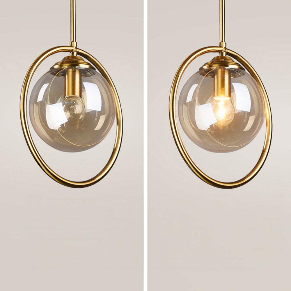 Glass Pendant Light with Gold Frame Finish