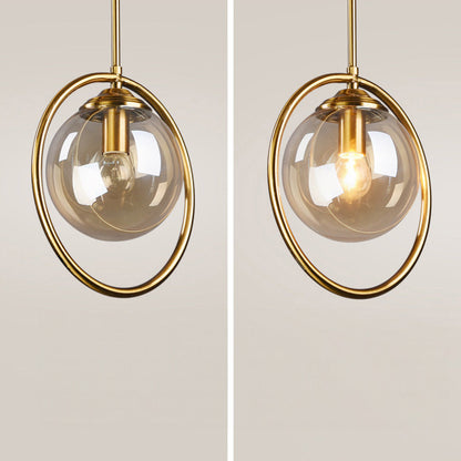 Glass Pendant Light with Gold Frame Finish