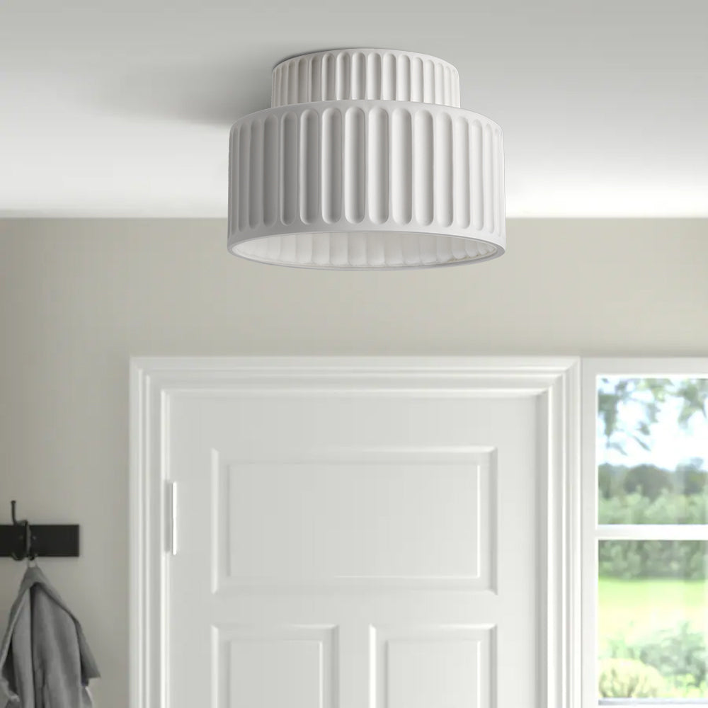 Cream Vintage Drum Semi Flush Ceiling Light Fixture - 1-Light Stylish Illumination for Home Interiors