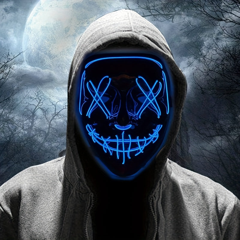 Máscara de Halloween LED aterradora para hombre | Disfraz anónimo iluminado