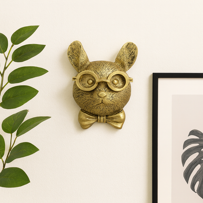 Sculpture murale vintage en résine de tête d'animal