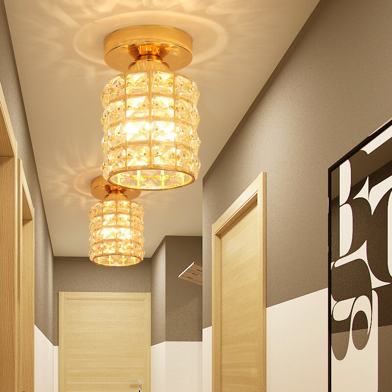 Contemporary Gold Round Glass Semi-Flush Ceiling Light for Hallway - Elegant Lighting Fixture for Modern Interiors