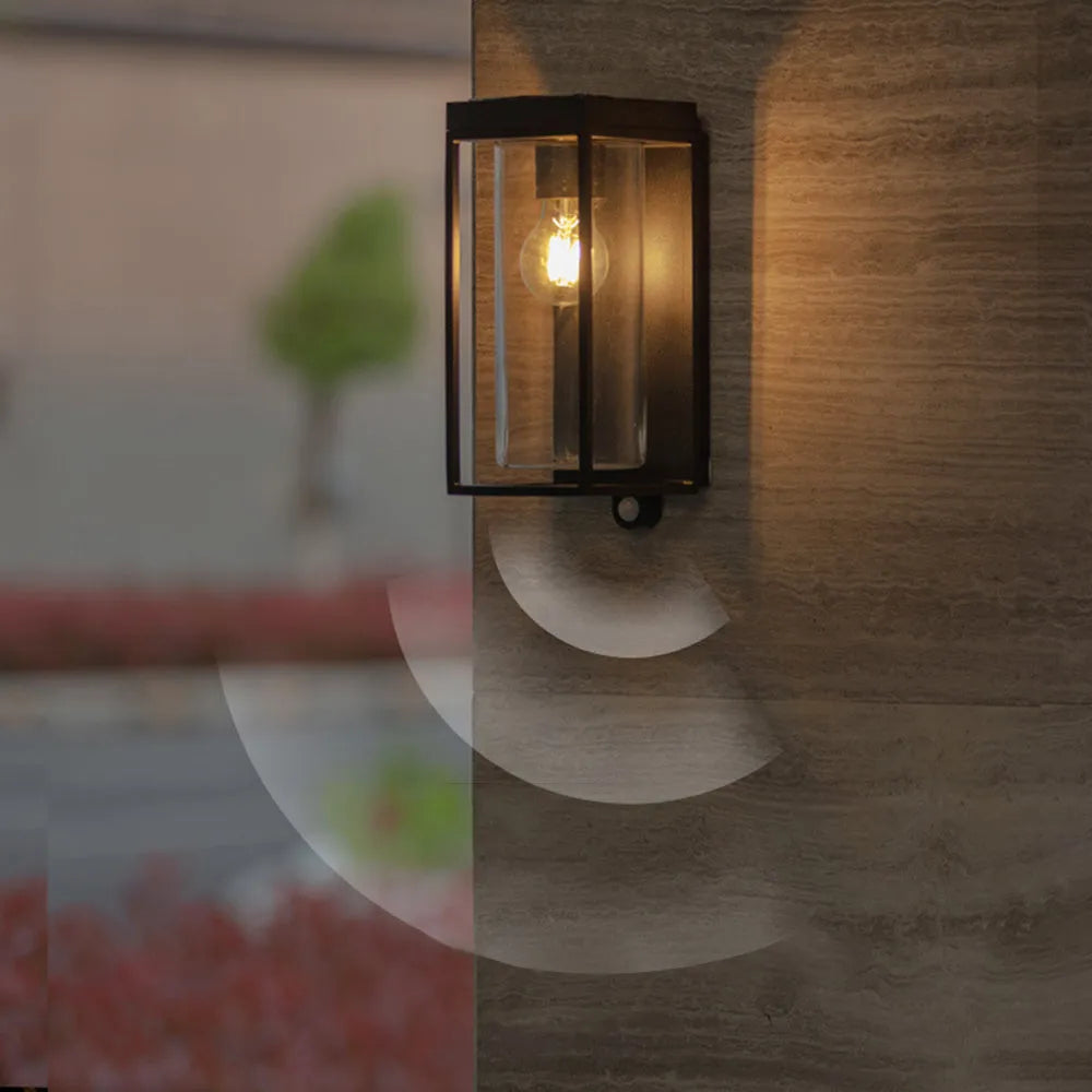 Aplique de pared para exterior con marco de metal negro