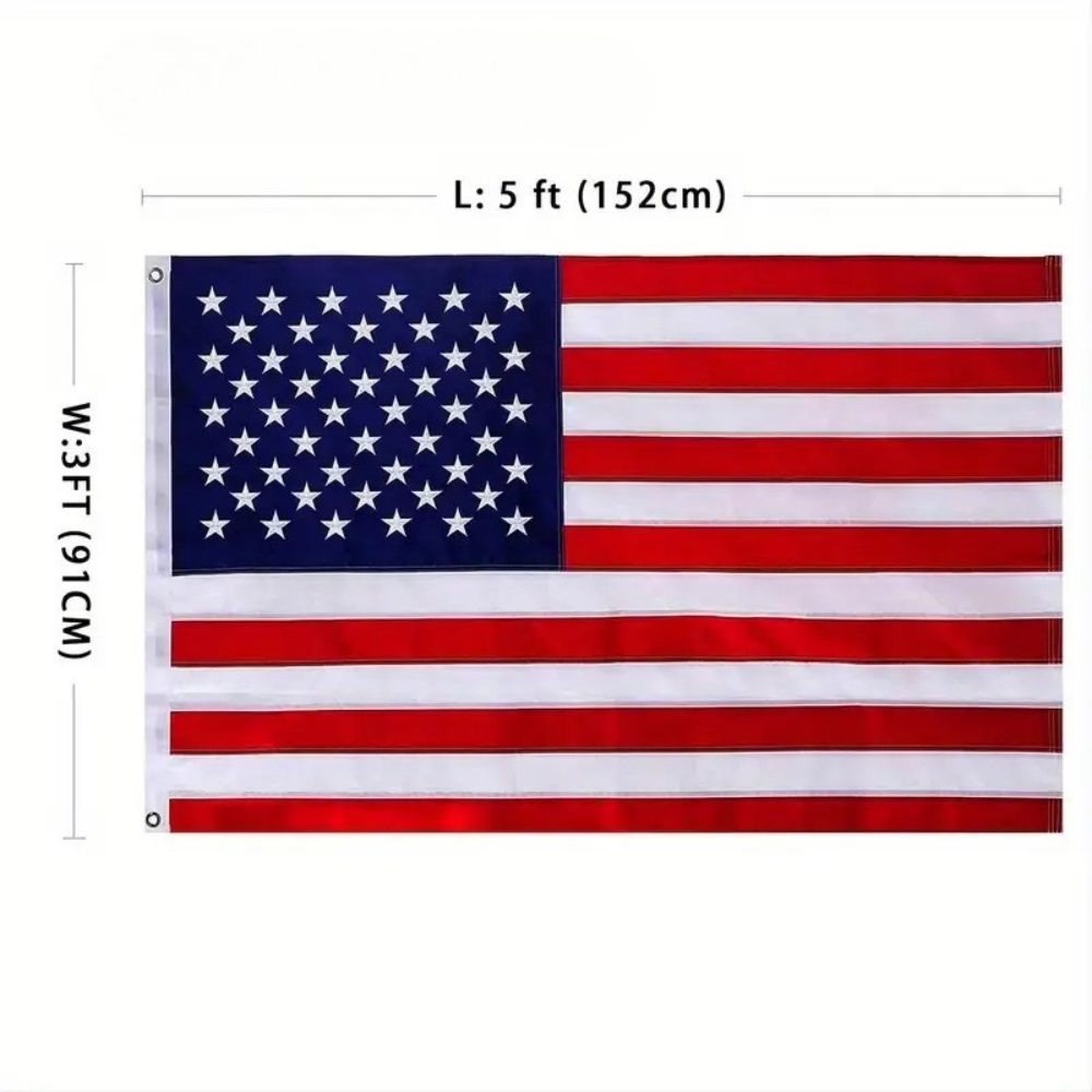 Bandera Americana Exterior de Poliéster Resistente con Estrellas Bordadas