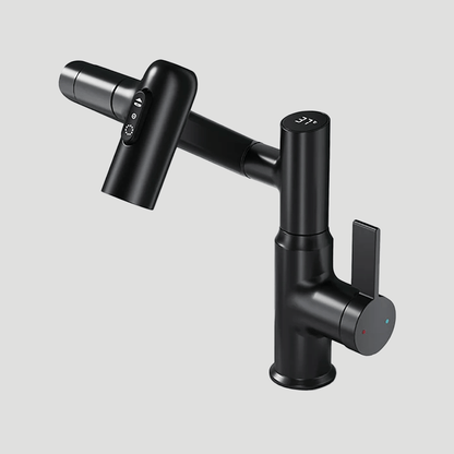 Bathroom Tap Black Modern Mixer with LED Display