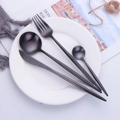Cutlery Set Black Stainless Steel Dining Set