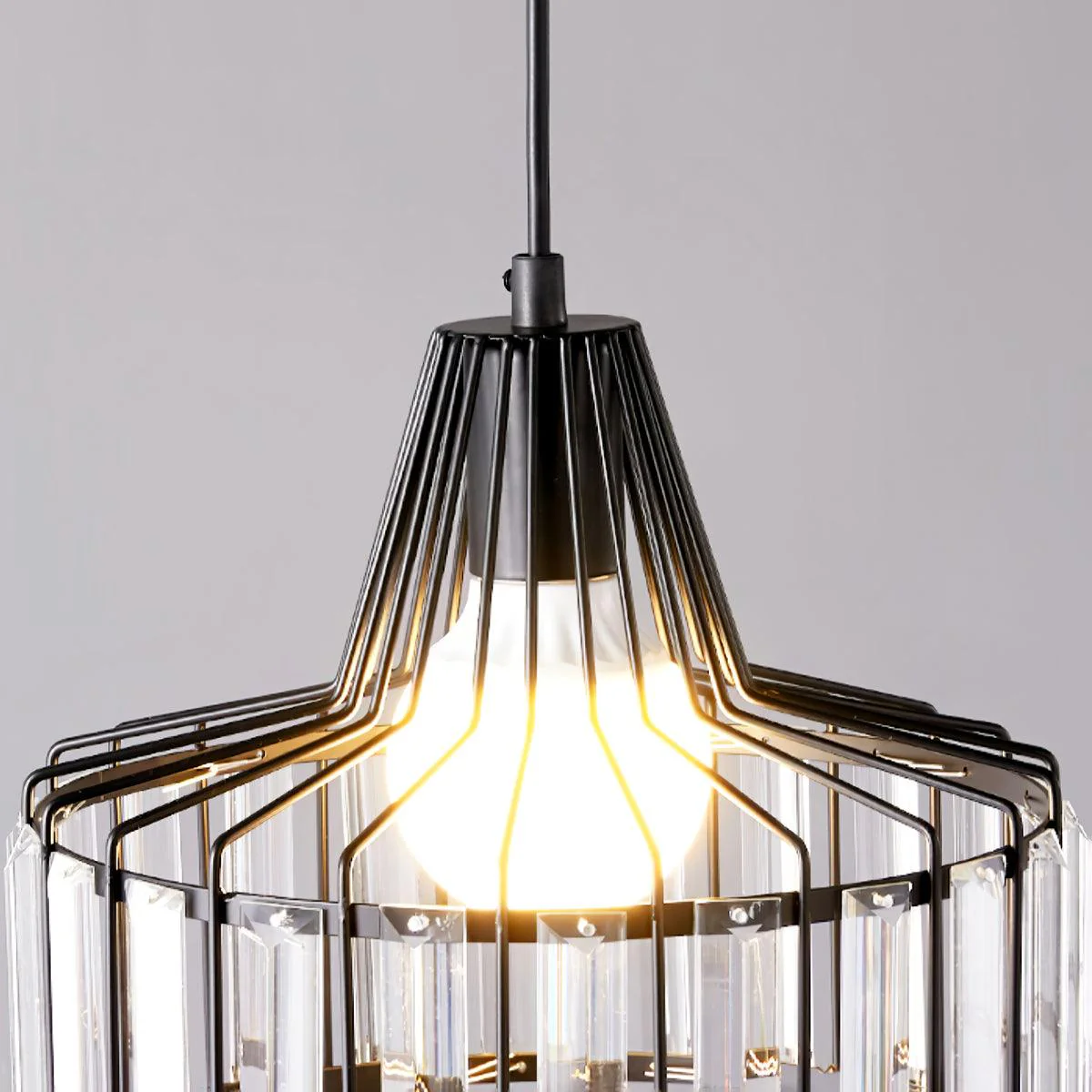 Elegant Modern Black Crystal Pendant Light Fixture for Stylish Home Décor and Ambient Illumination in Any Room