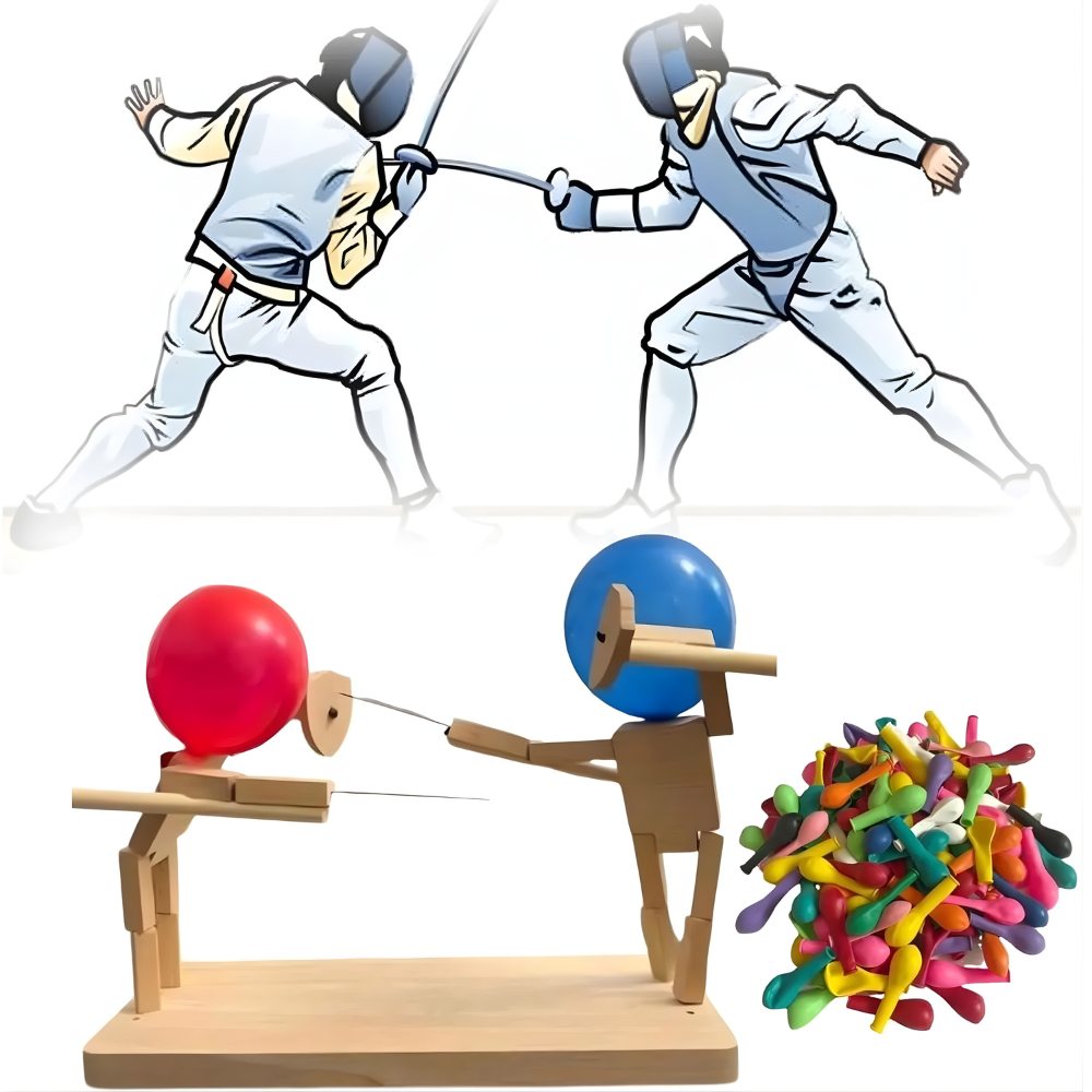 Wooden Fighter Puppet Balloon Battle Game