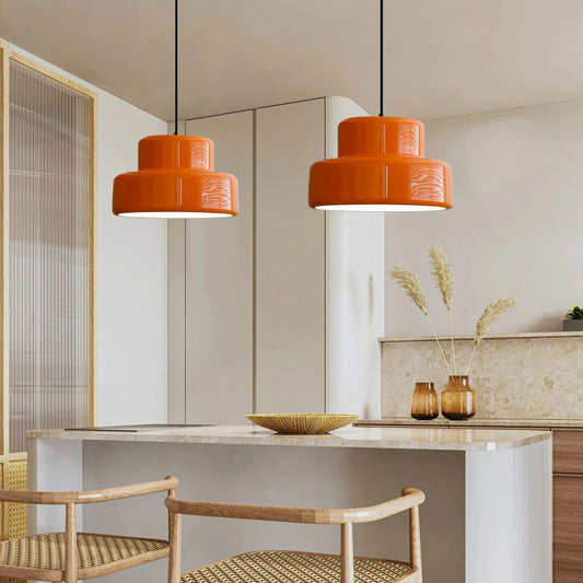 Pendant Light with Orange Metal Shade